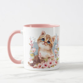 Manga Cute Kitten & Sakura Flowers Cat Mamma Gift Mugg