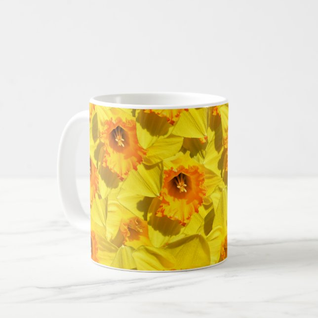Många Daffodils Guld Medalblommor Kaffemugg (Framsida vänster)