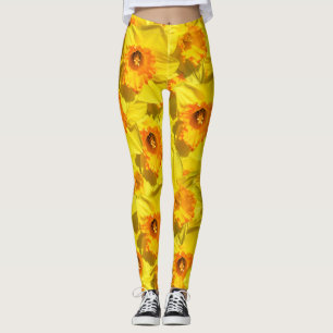 Många Daffodils Guld Medalblommor Leggings