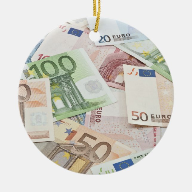 Många Eurosedlar Julgransprydnad Keramik (Framsidan)