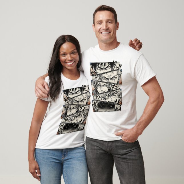Manga Eyes Collage T-Shirt – Intensiv Animepanel E (Unisex)