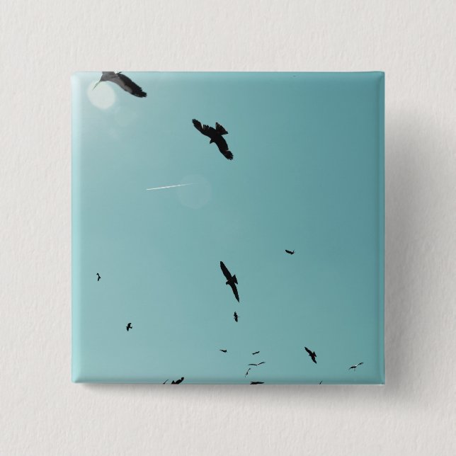 Många fåglar och en kontrast knapp (Framsida)