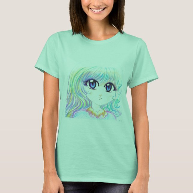 Manga Fairy Girl Anime Colorful Rainbow Magic Ögon T Shirt (Framsida)