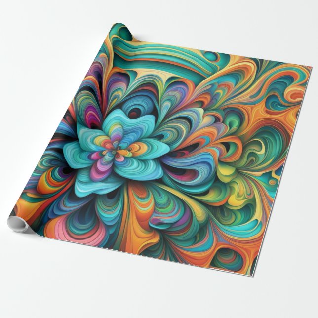 Många Färg Flower Boho Presentpapper (Utrullad)