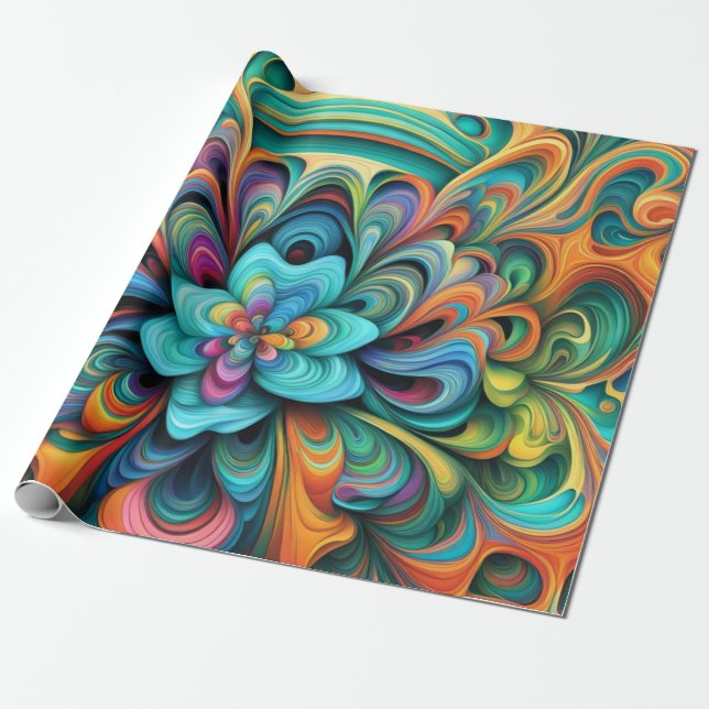 Många Färg Flower Boho Presentpapper (Utrullad)