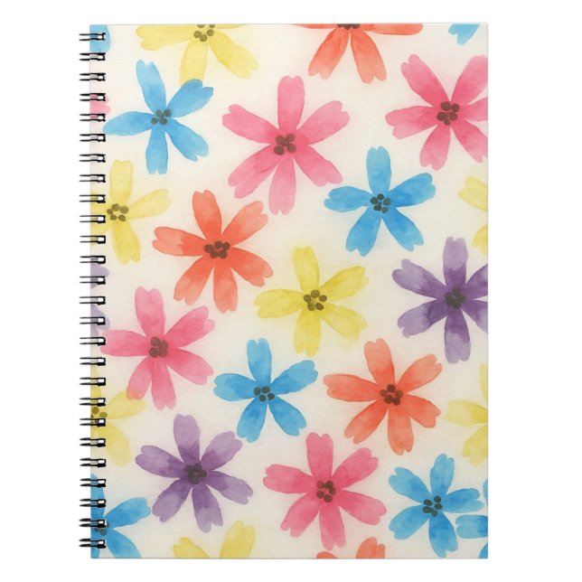 Många Färgad Flowers Watercolor Anteckningsbok (Framsidan)