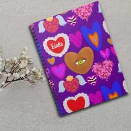 Många färgade hjärtan Valentine Anteckningsbok