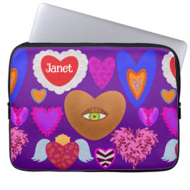 Många färgade hjärtan Valentine Laptop Fodral