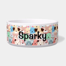 Många färgstarka Hundar keramiska pet Bowl