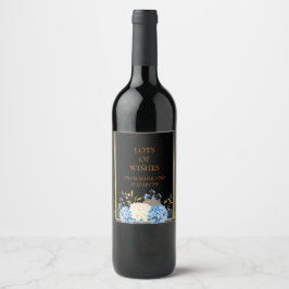 Många fina gröntar med blommigt vin vinflaska etikett