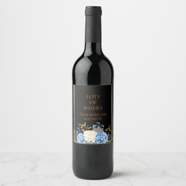 Många fina gröntar med blommigt vin vinflaska etikett (Framsida)