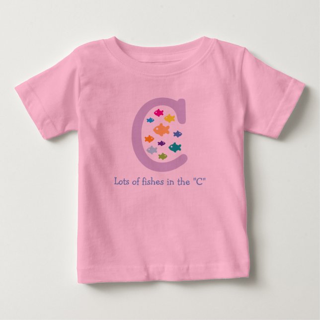 Många fiskar i "C"_flerfärgad guldfisk 2 T Shirt (Framsida)