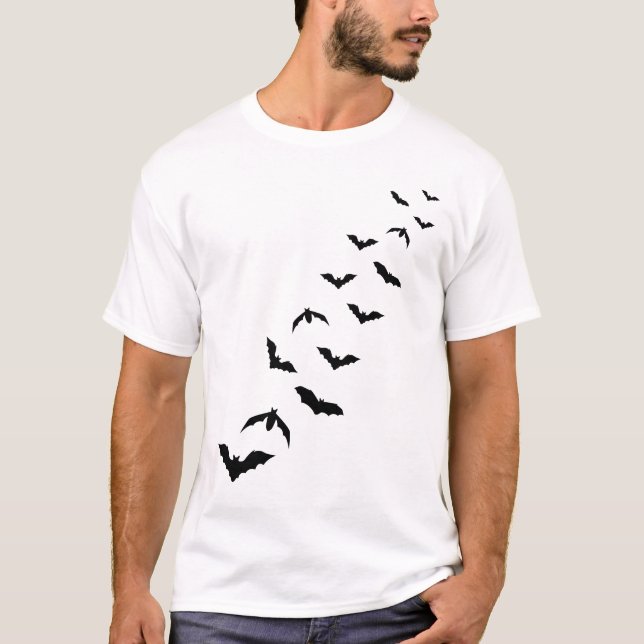 Många fladdermöss Silhuetter Minimalistisk design  T Shirt (Framsida)