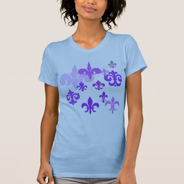 Många Fleur de Lis i lilor skuggar T Shirt (Framsida)