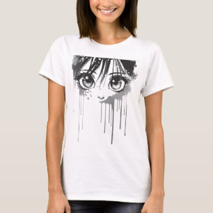 Manga-flicka med målarfärgat blick t shirt