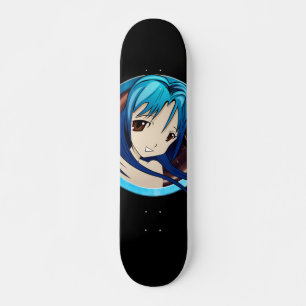 Manga-flicka, tårhår, brunt öga, ram Mini Skateboard Bräda 18,5 Cm