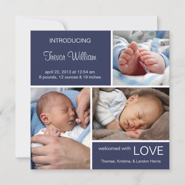 Många födelsemeddelande vid födelsetal//marinblått meddelande (Framsida)