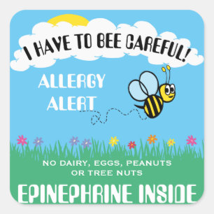 Många Food Allergy Alert Humla Stickers Fyrkantigt Klistermärke