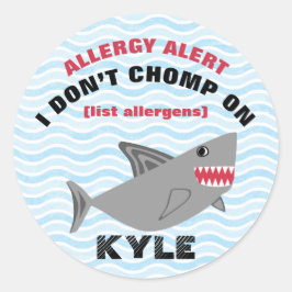 Många Food Allergy Alert Shark Stickers Runt Klistermärke