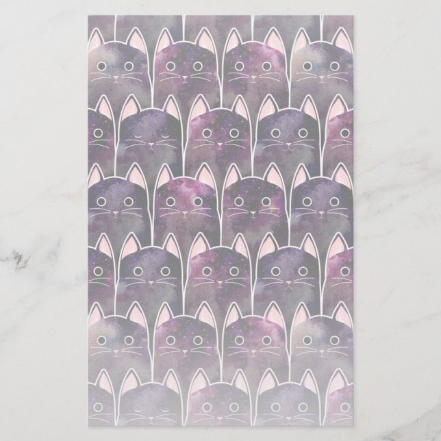 Många Galaxy Cats Mönster Brevpapper (Framsida)