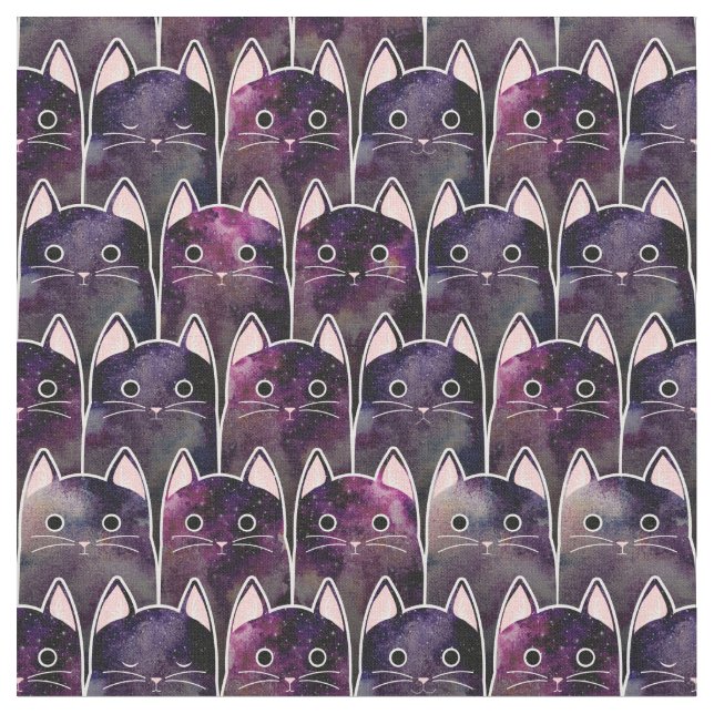 Många Galaxy Cats Mönster Tyg (Närbild)