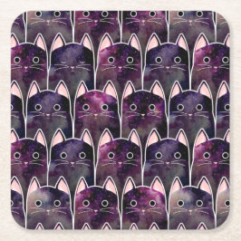 Många Galaxy Cats Mönster Underlägg Papper Kvadrat