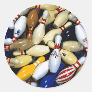 Många gamla Bowling Stift Runt Klistermärke