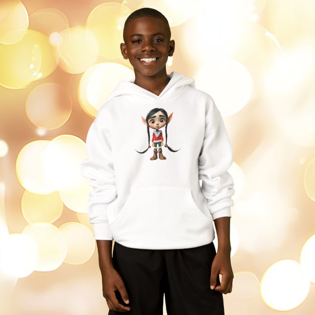 Manga Girl jul Elf Boy's Hoodie T Shirt (Skapare uppladdad)