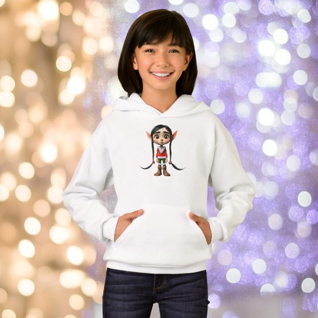 Manga Girl-jul Elf Girl's Hoodie T Shirt (Skapare uppladdad)