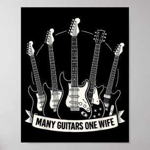 Många gitarrer en fru Rolig Musiker Gitarrist Humo Poster