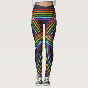 Många Glitter Rainbows, Shiny Black, HBT-Pridet Leggings