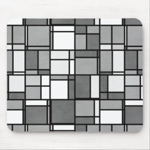 Många Grått White Mondrian Inspired Mönster Musmatta