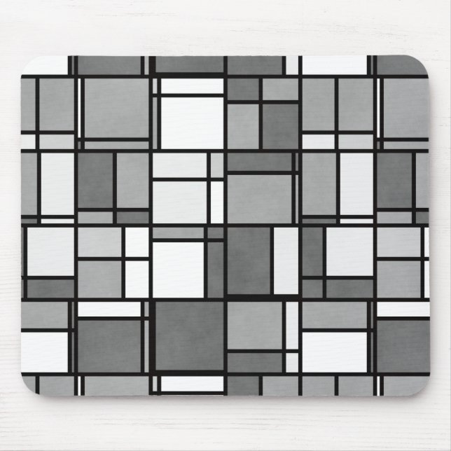 Många Grått White Mondrian Inspired Mönster Musmatta (Framsidan)