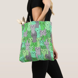 Många Gröntar - Kattdesign - tobag Tygkasse