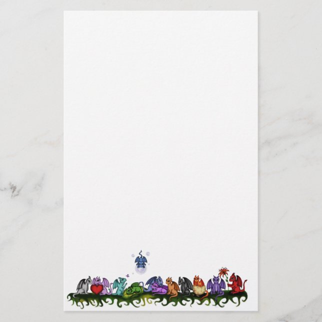 många gulliga drakar brevpapper (Framsida)