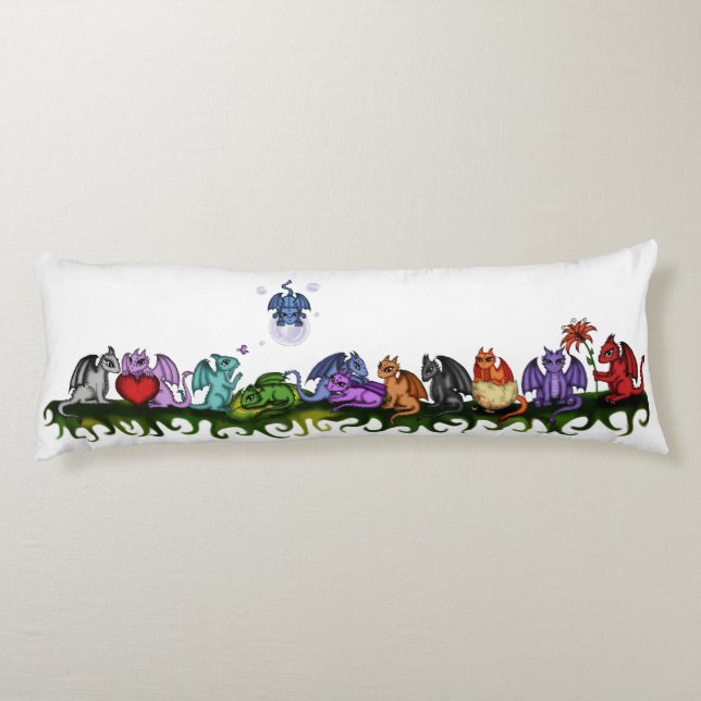 många gulliga drakar förkroppsligar kudder kroppskudde (Baksidan)