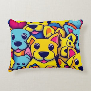 Många gult hundar lycklig hundar prydnadskudde