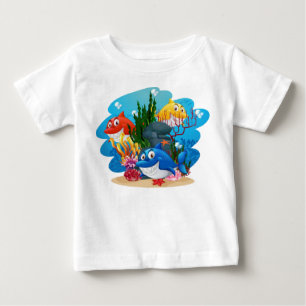 Många hajar under vatten Tecknad-23986 T Shirt