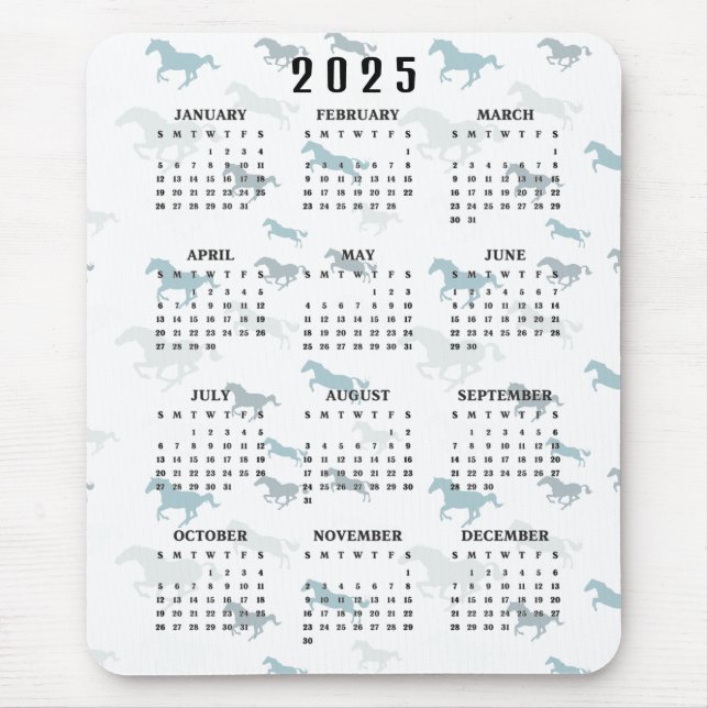 Många hästar design 2025 kalender musmattor  (Framsidan)