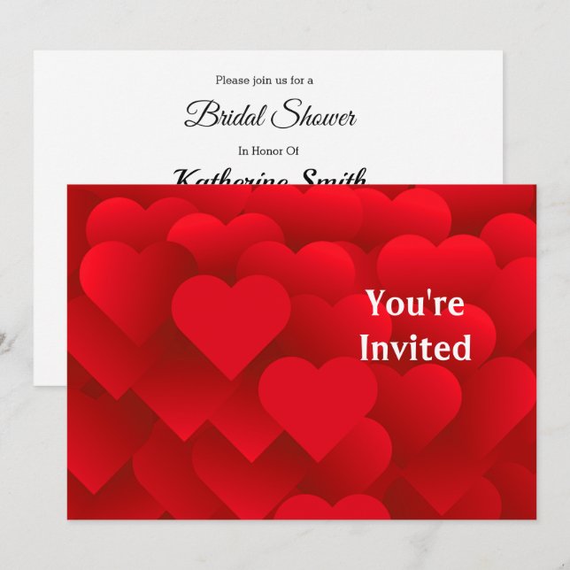 Många Hearts Inbjudningskort för möhippan (Fram/baksida)