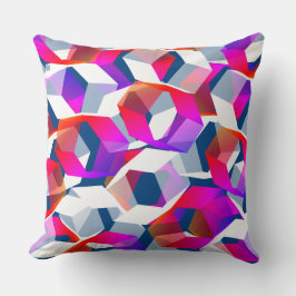 Många hexagoner-färgader vid blå bakgrund kudde