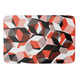 Många hexagoner med färglösa delar på klara röda badrumsmatta