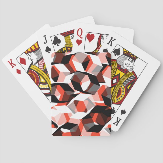 Många hexagoner med färglösa delar på klara röda casinokort (Baksidan)