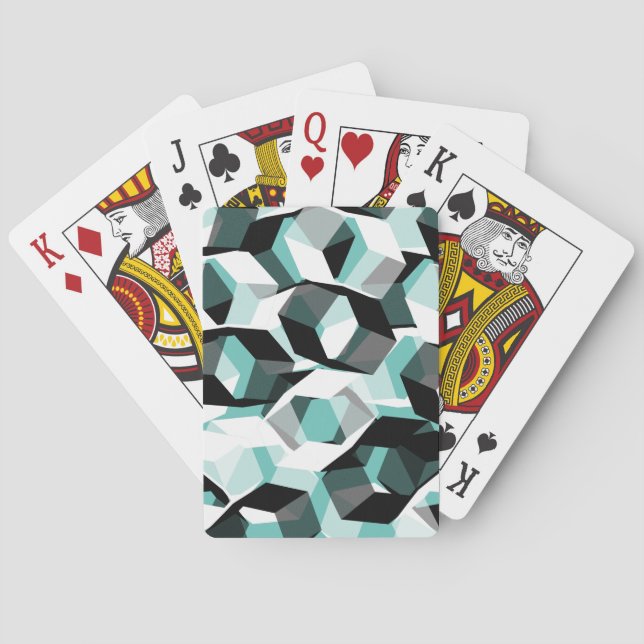 Många hexagoner med färglösa delar på lätta tejp casinokort (Baksidan)