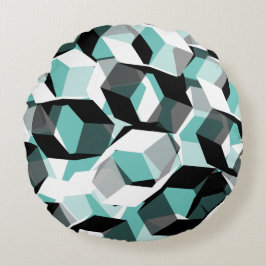 Många hexagoner med färglösa delar på lätta tejp rund kudde