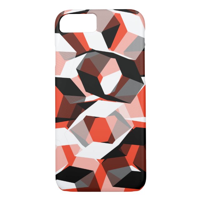 Många hexagoner med missfärgade delar, ljusröda Case-Mate iPhone skal (Baksida)