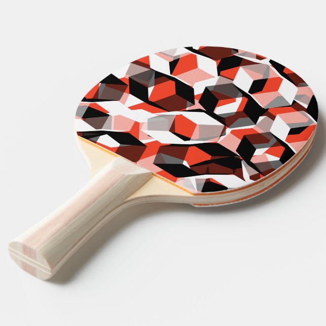 Många hexagoner med missfärgade delar, ljusröda pingisracket (Frontvinkel)