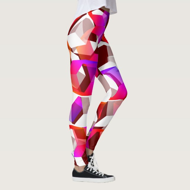 Många hexagoners färgad, på mörkens röda bakgrund leggings (Höger)