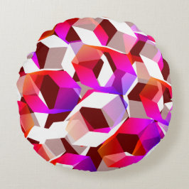 Många hexagoners färgad, på mörkens röda bakgrund rund kudde