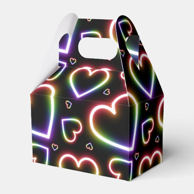 Många hörningar Nyon-tecken Presentaskar (Framsidan Sidan)